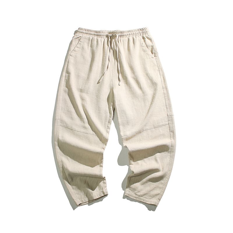 Summer Thin Linen Ankle Length Pants Men's Chinese Style Loose Wide Leg view 1