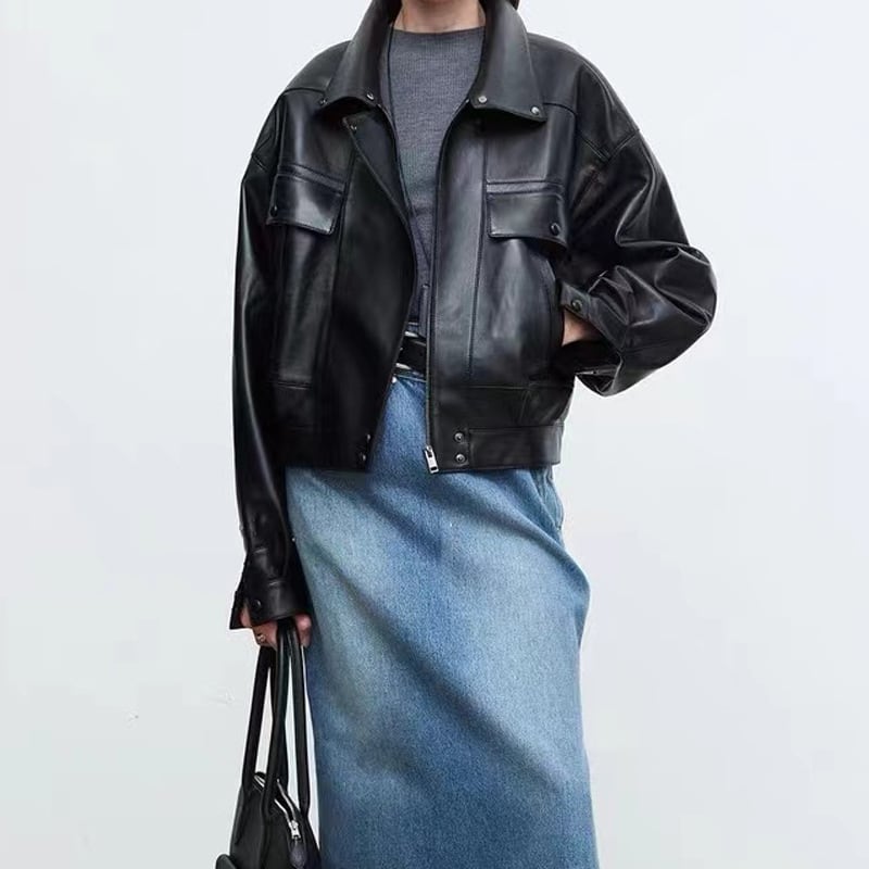 New Sheepskin Retro Loose Profile Casual Short Jacket view 4