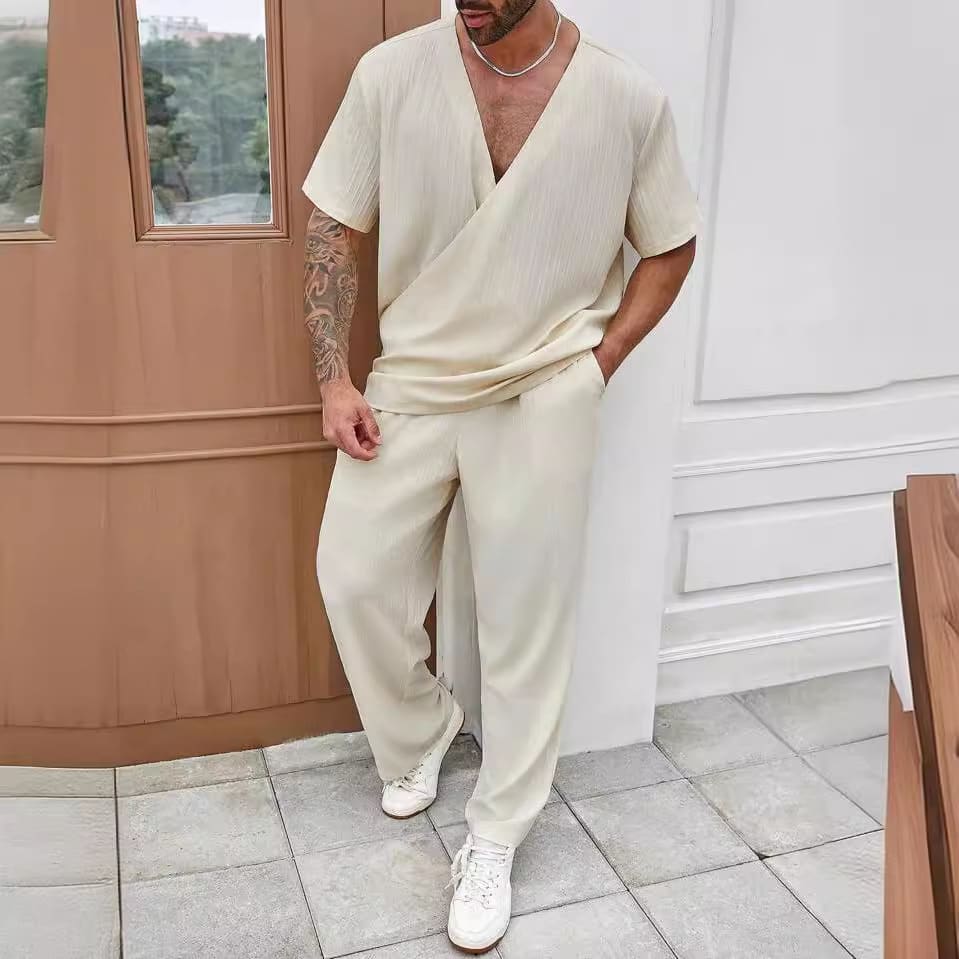 Men's Commuter Suit Casual Solid Color Short-sleeved Trousers view 5