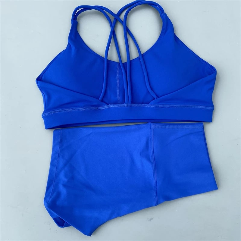 Solid Color Women's Tight Yoga Cycling Shorts Underwear Suit view 9