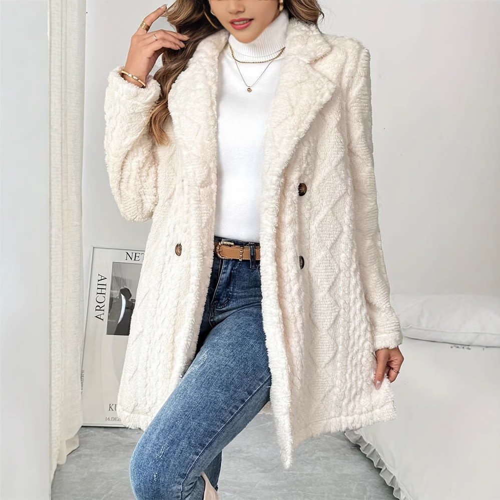Warm Double Breasted Coat For Women view 4
