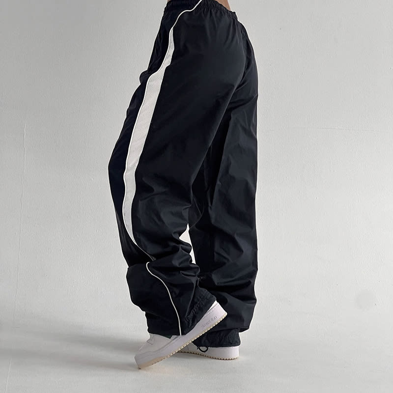 American Street Style Stitching Lightweight Woven Pants Low Waist Loose Casual Pants view 14