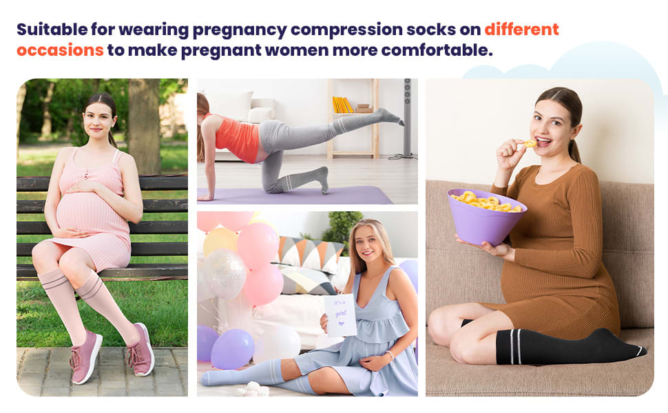 Pregnant Women Elastic Compression Mid-calf Calf Socks Female Skipping Rope Elastic Cycling view 14