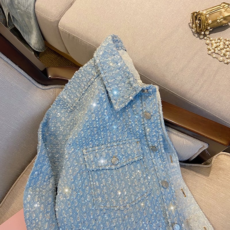 Women's Loose Casual Sequin Short Jacket view 2