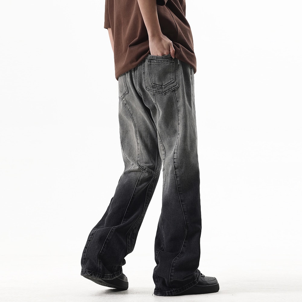 Fashion Tie-dye Gradient Denim Trousers Men view 16