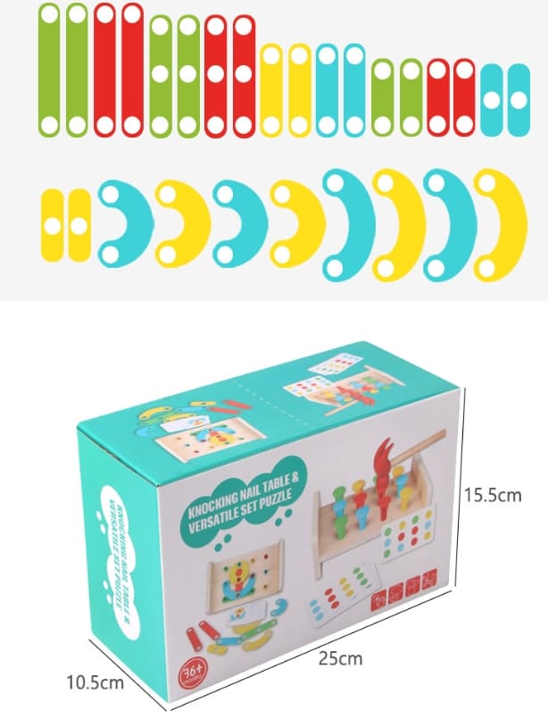 Two-in-one Pile Bridge Platform Nail Table Toy Children's Wooden Puzzle Pile Suit view 13