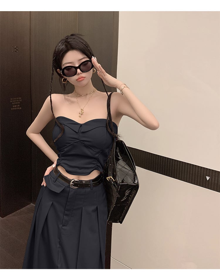 Women's Design Sense Slimming High Waist With Belt Long Skirt Tube Top Two-piece Set view 13