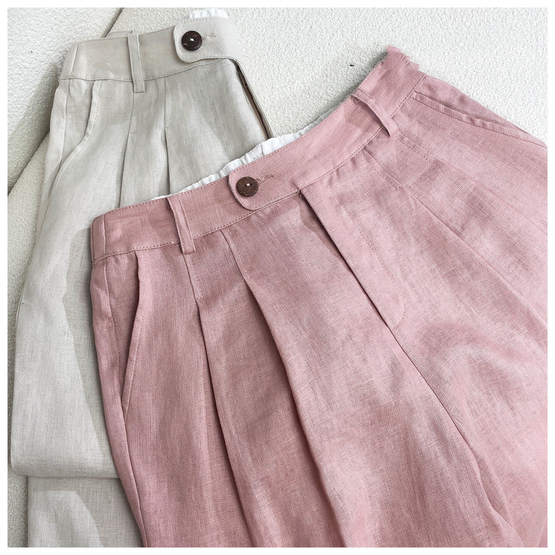 Narrow Version Wide Leg Summer Linen Straight Pants view 4