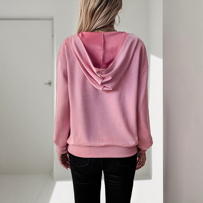 Valentine's Day Sweater Zipper Pocket Hooded Women view 4