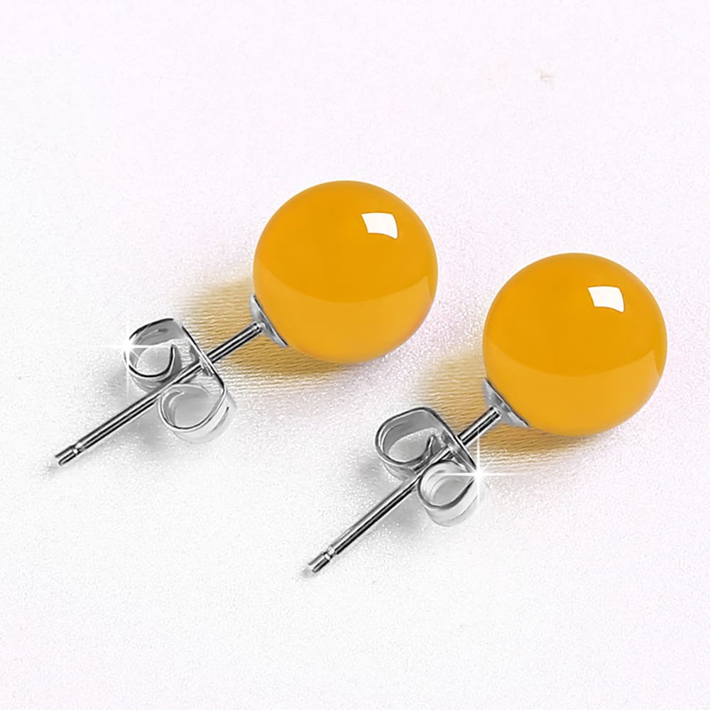 Female Minimalist Pure Silver Red Agate Earrings view 3