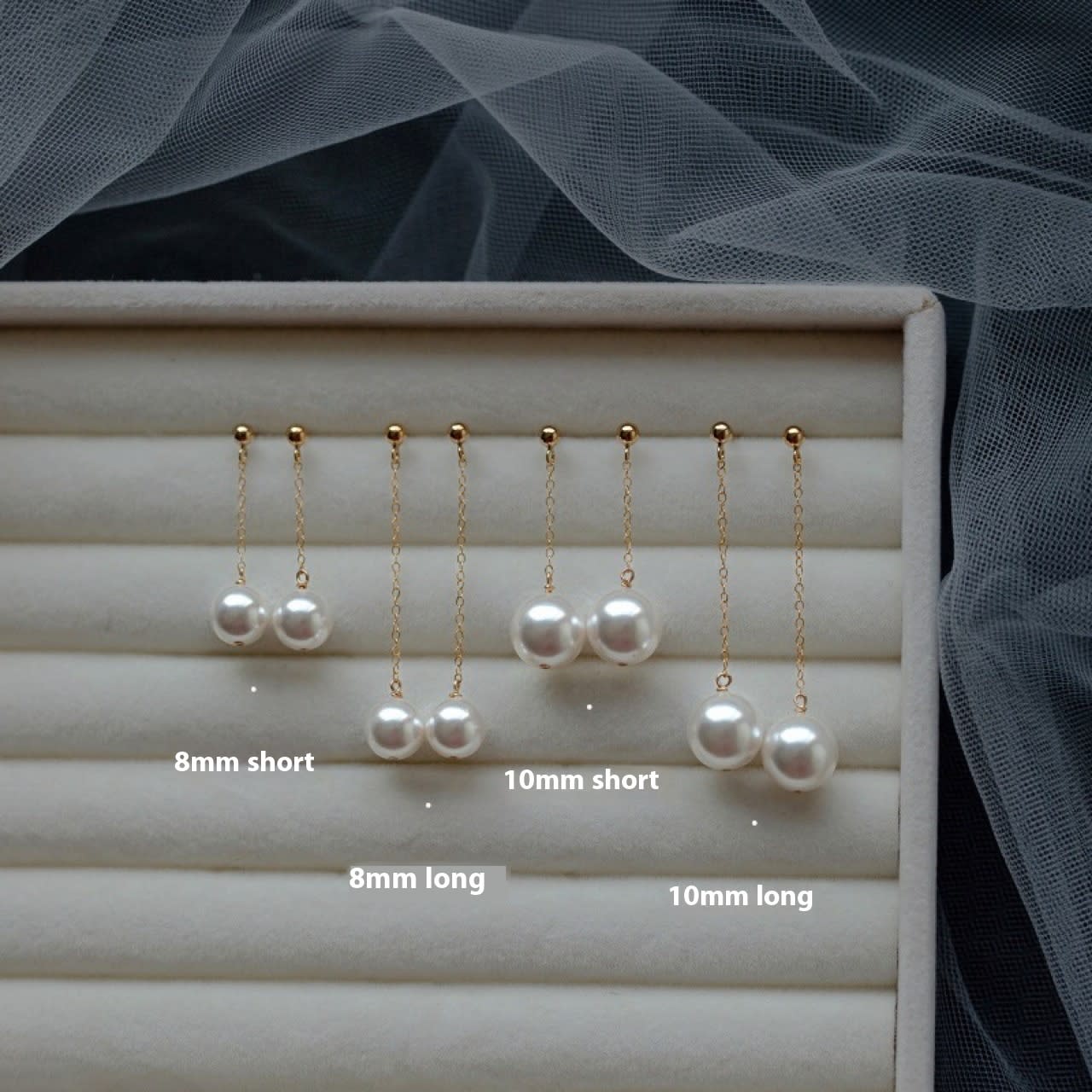 Pearl Long Fairy Temperamental 14K Gold Plated Simple Earrings view 3