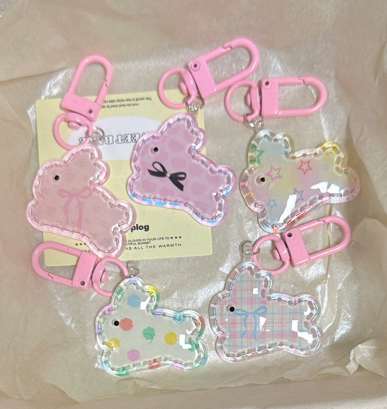 Transparent Five Rabbit Keychain Ins Sweet Girl view 11