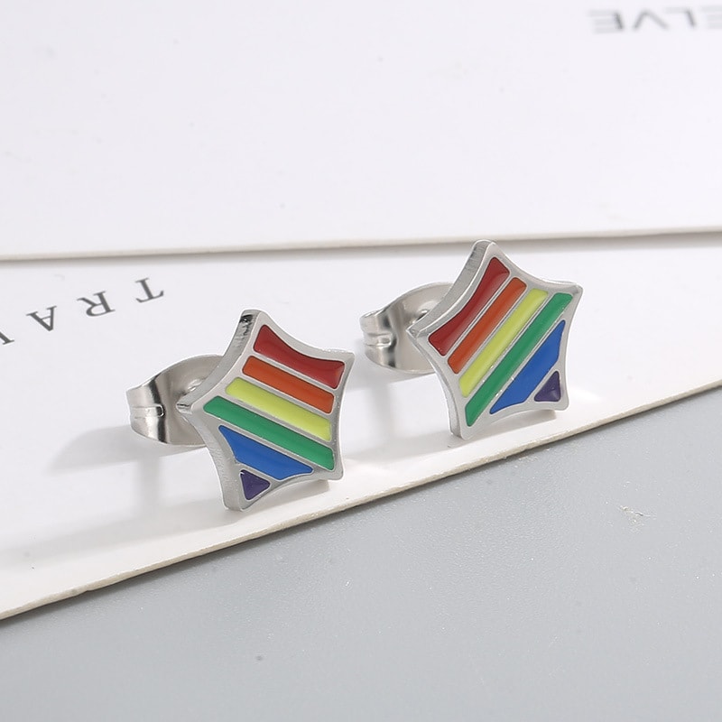 Stainless Steel Fashion Creative Rainbow Geometric Earrings view 14