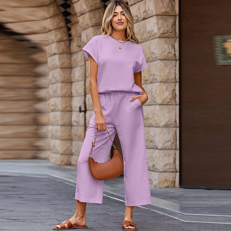 Solid Color Texture Fashion Women's European And American Leisure Two-piece Set view 11