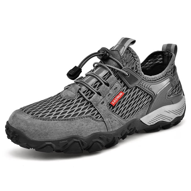 Men's Summer Leather Breathable Outdoor Sports Casual Shoes Non-slip Soft-soled Mesh Surface Hiking Shoes view 19