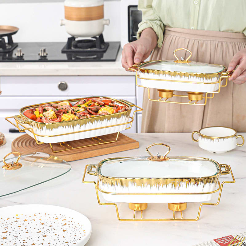 Household Creative Double-ear Square Casserole With Lid view 6