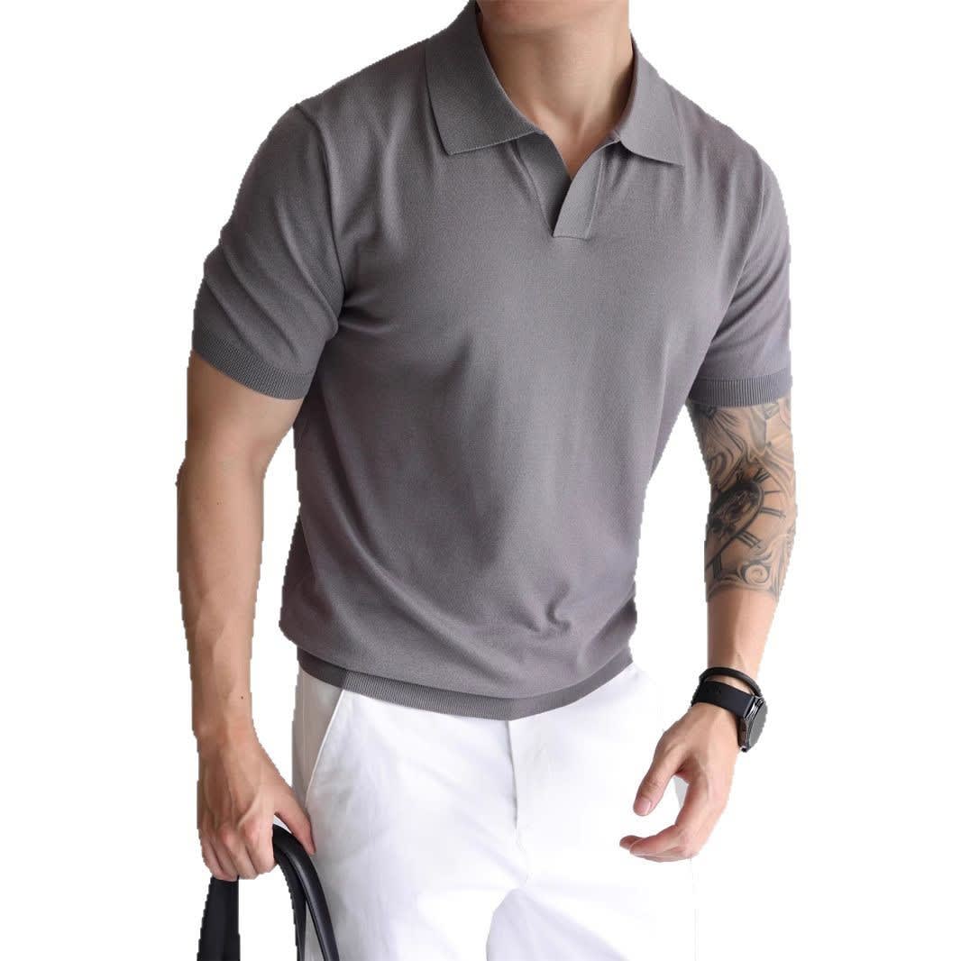 Lightly Mature Summer Ice Silk Men's Lapel Knitwear view 2