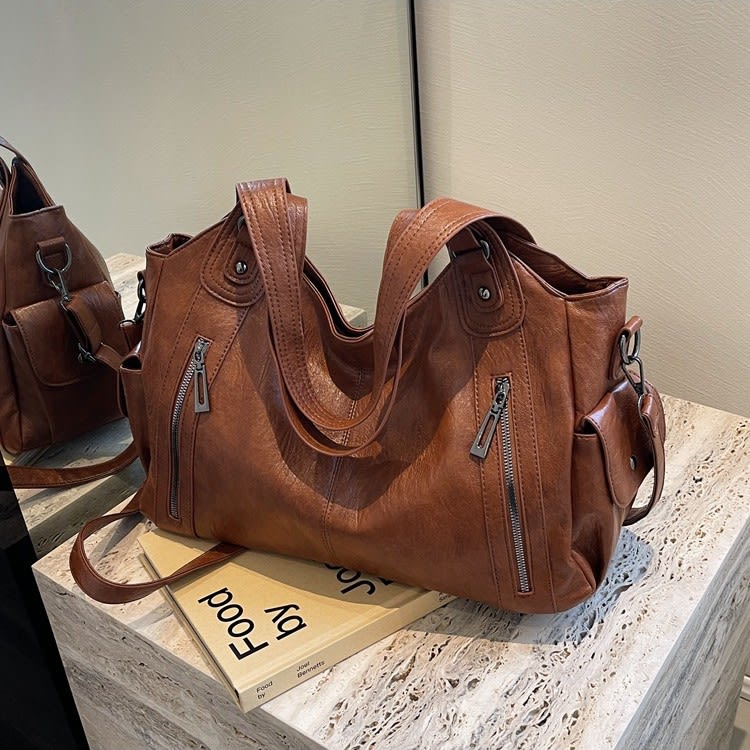 Retro Large Capacity Shoulder Bags Autumn And Winter Zipper Crossbody Bag For Women Handbags view 8