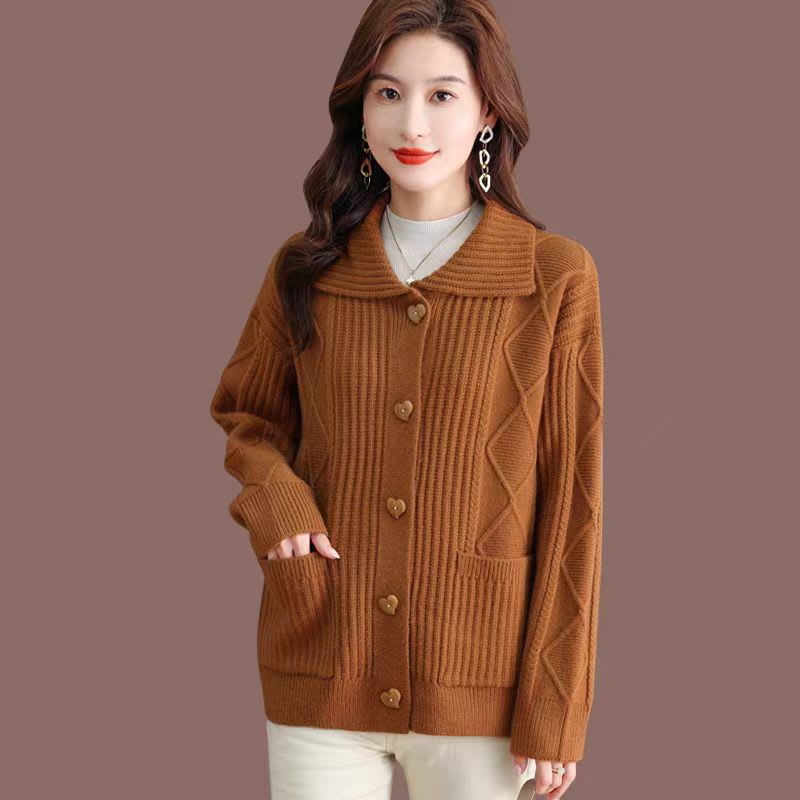 Outerwear Loose Casual Stretch Long Sleeve Sweater view 3