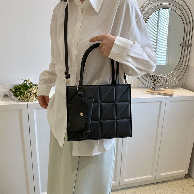 Fashion Plaid Shoulder With Small Wallet Simple Elegant Portable Square Tots Women's Handbag view 3