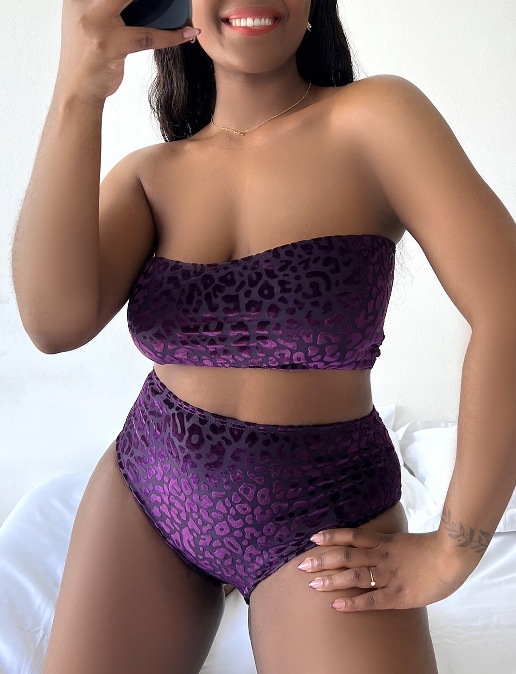 Plus Size Women's High Waist Split Bikini Swimsuit view 2