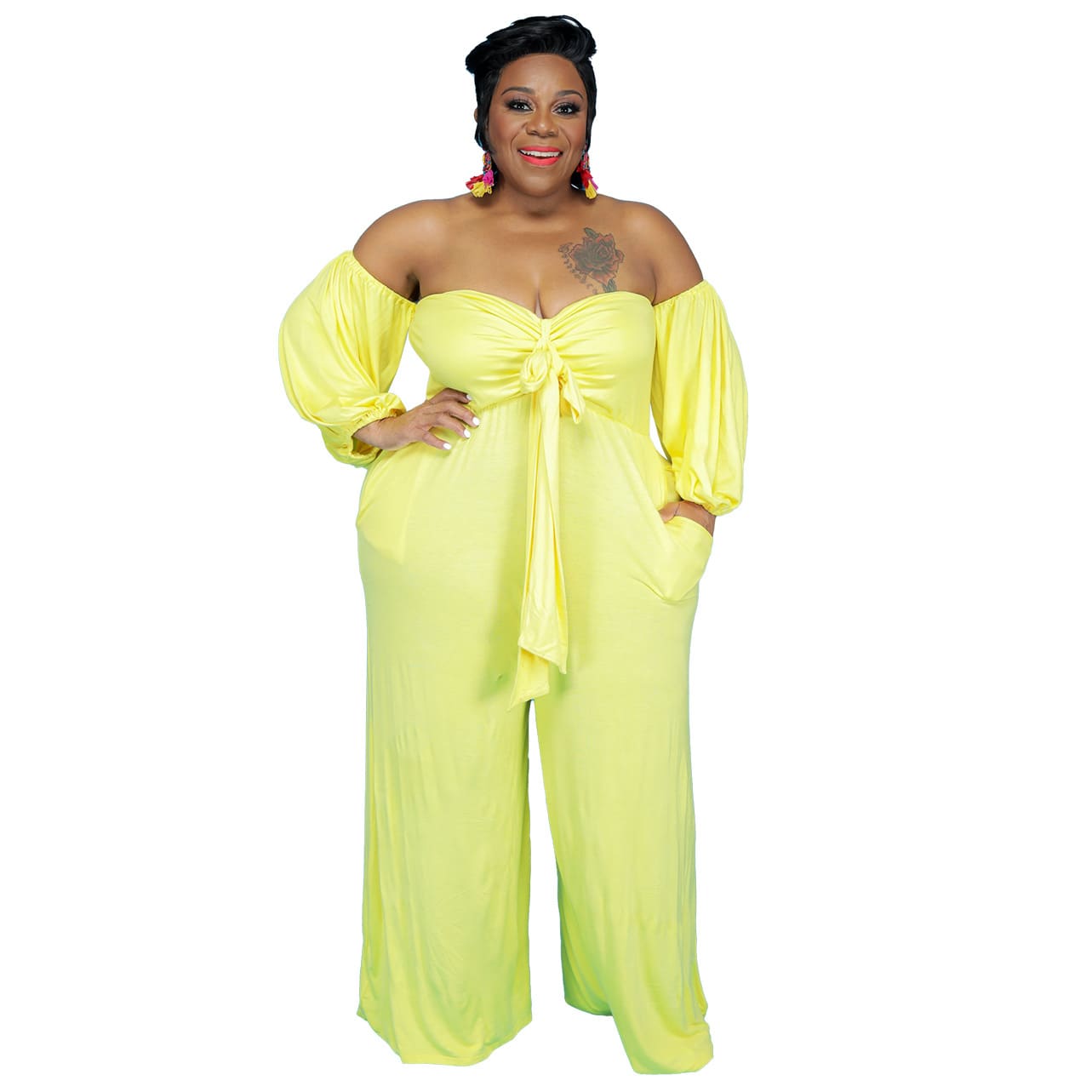 Tube Top Solid Color Jumpsuit Wide Leg Pants view 7