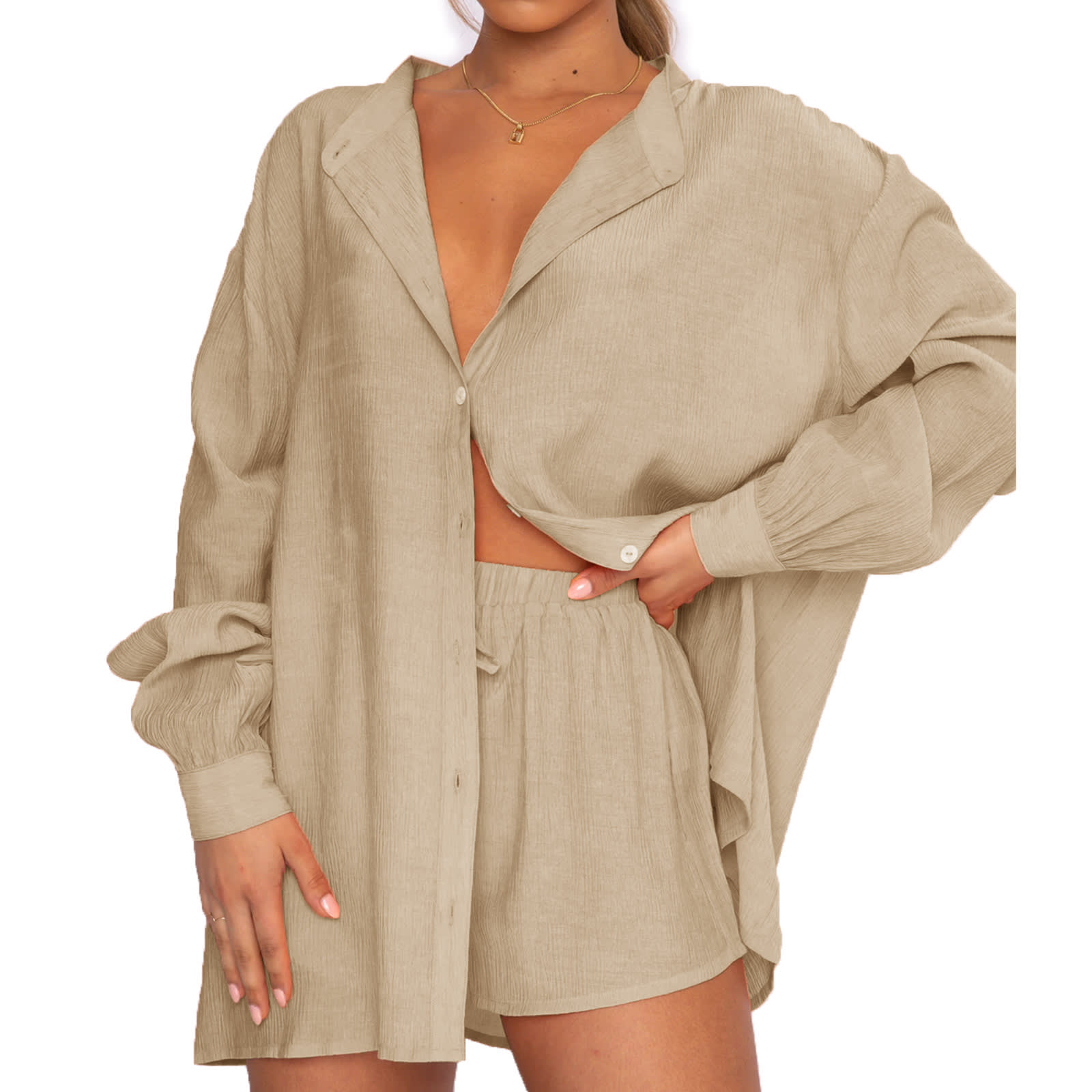 Foreign Trade Casual Shirt Shorts Two-piece Set view 3