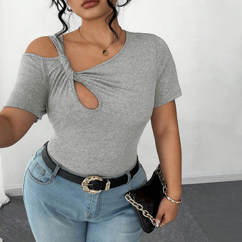 Simple Twist Design Irregular Short T-shirt view 5