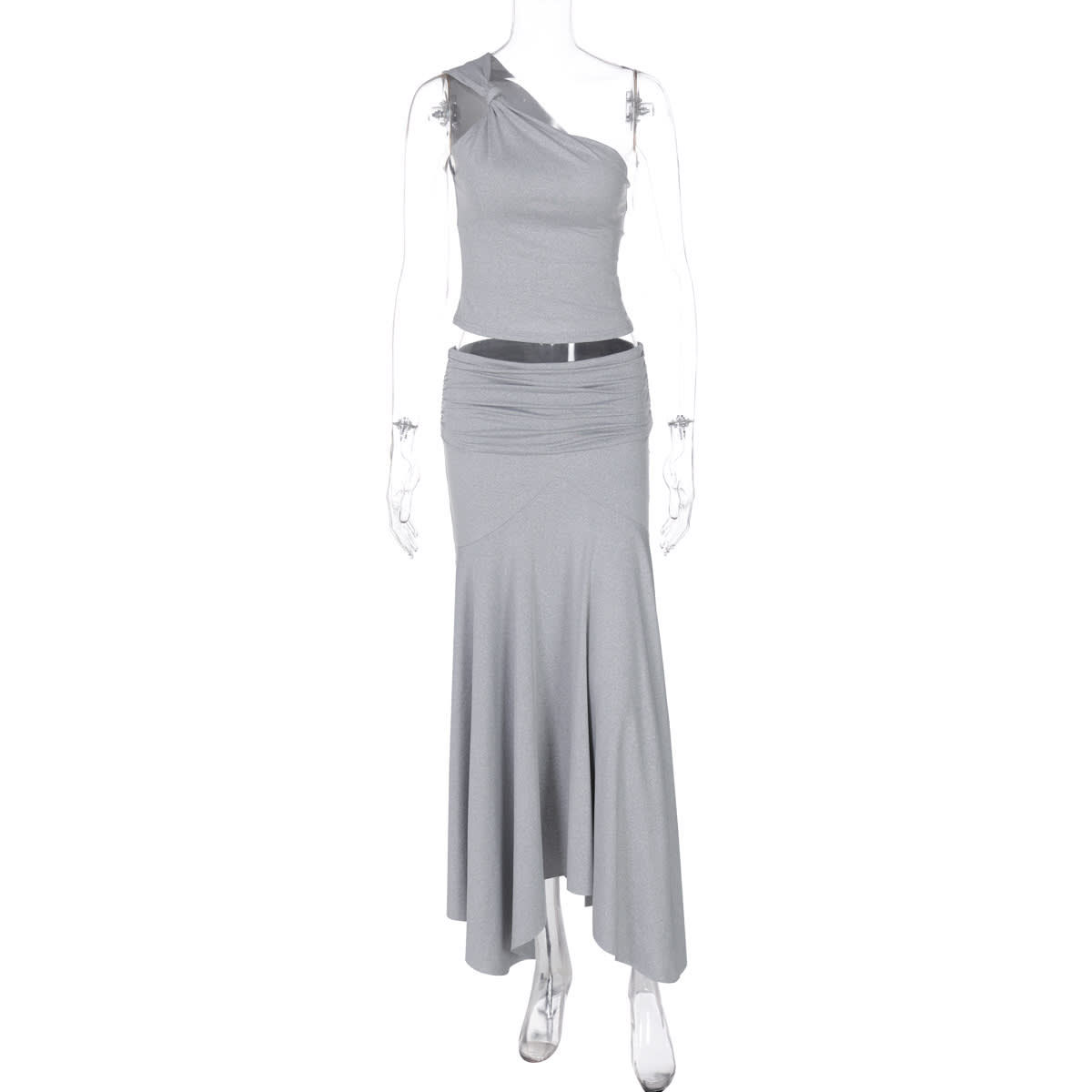 Ins Style Women's Solid Color Sleeveless Vest High Waist Skirt Two-piece Set view 6