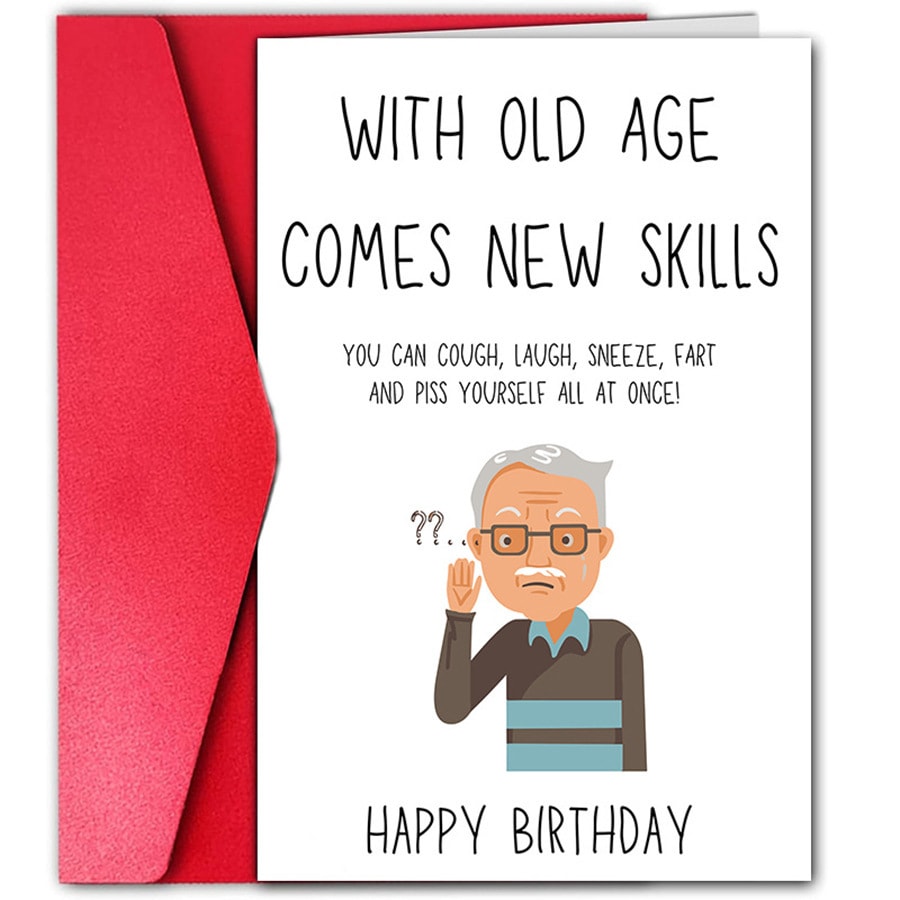 Birthday Greeting Card Funny Greeting Card Funny Text Cartoon Greeting Card view 10