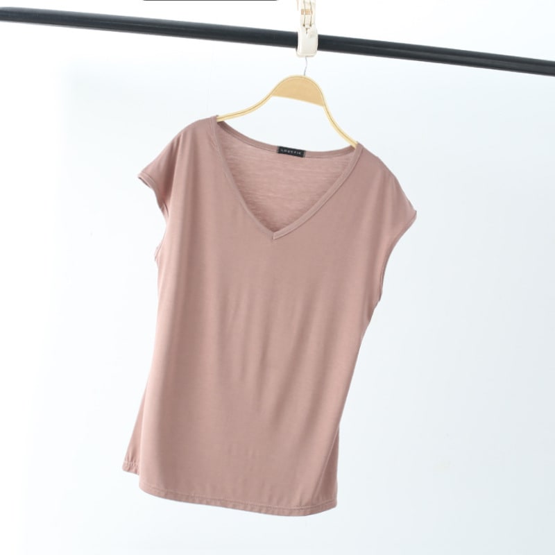 Solid Color And V-neck Sleeveless Loose Women's T-shirt Casual Bottoming Shirt Inner Wear Blouse view 29