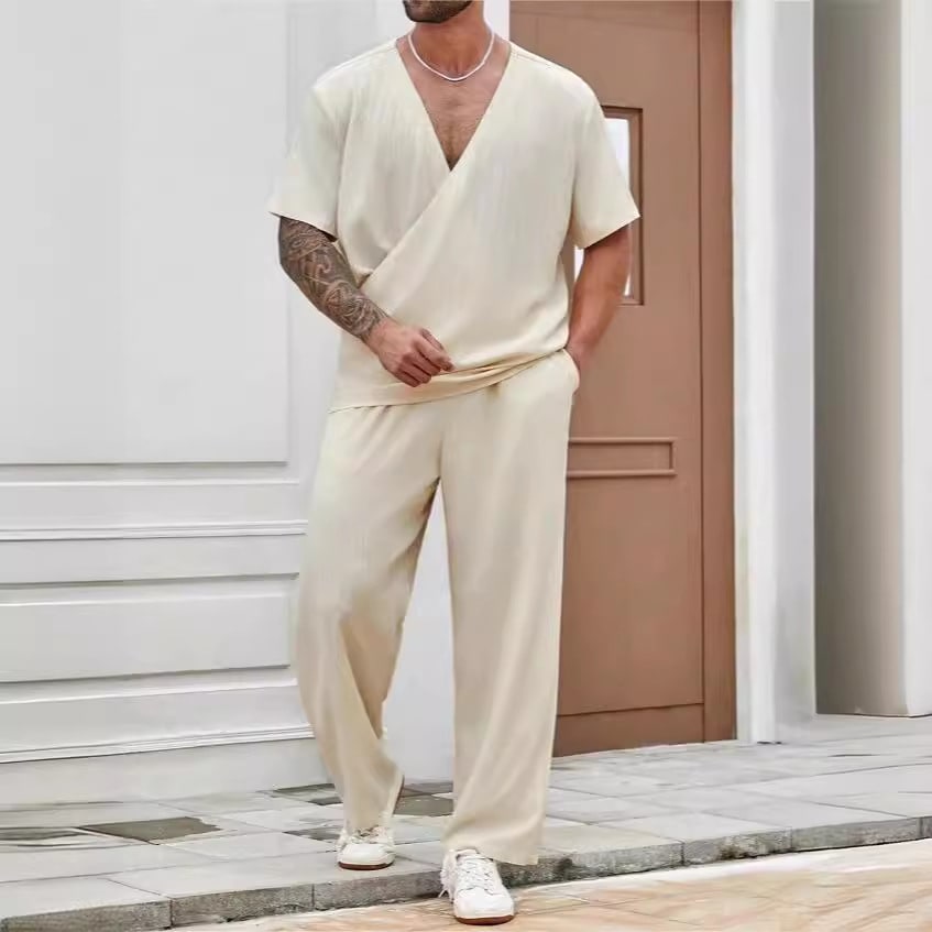 Men's Commuter Suit Casual Solid Color Short-sleeved Trousers view 4