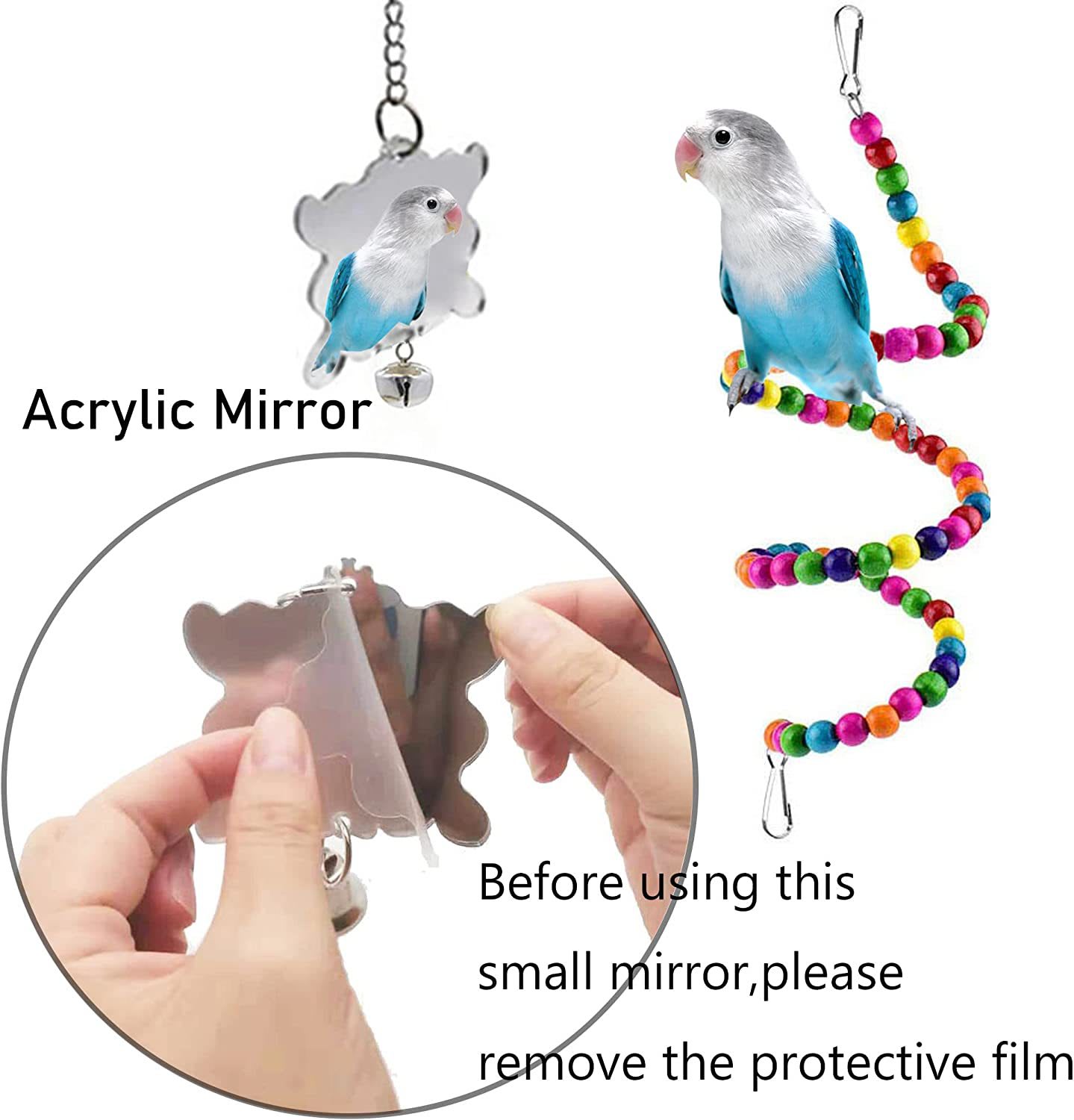 7PCs Parrot Toys Bird Cage Accessories view 5