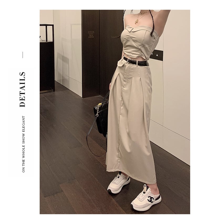 Women's Design Sense Slimming High Waist With Belt Long Skirt Tube Top Two-piece Set view 23