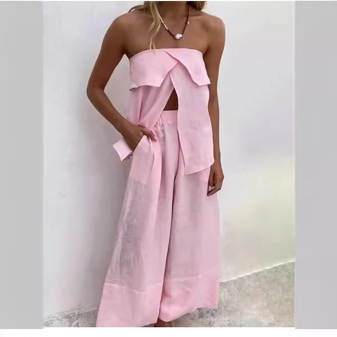 Women's Fashion Solid Color Cotton And Linen Suit view 9