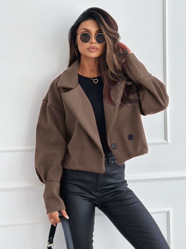 Fashionable All-match Suit Collar Short Woolen Coat view 11