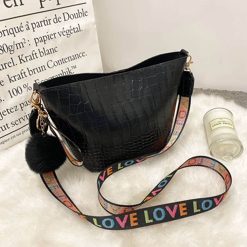 Printing Shoulder Girdle Women's Bucket Bag Lychee Pattern view 9