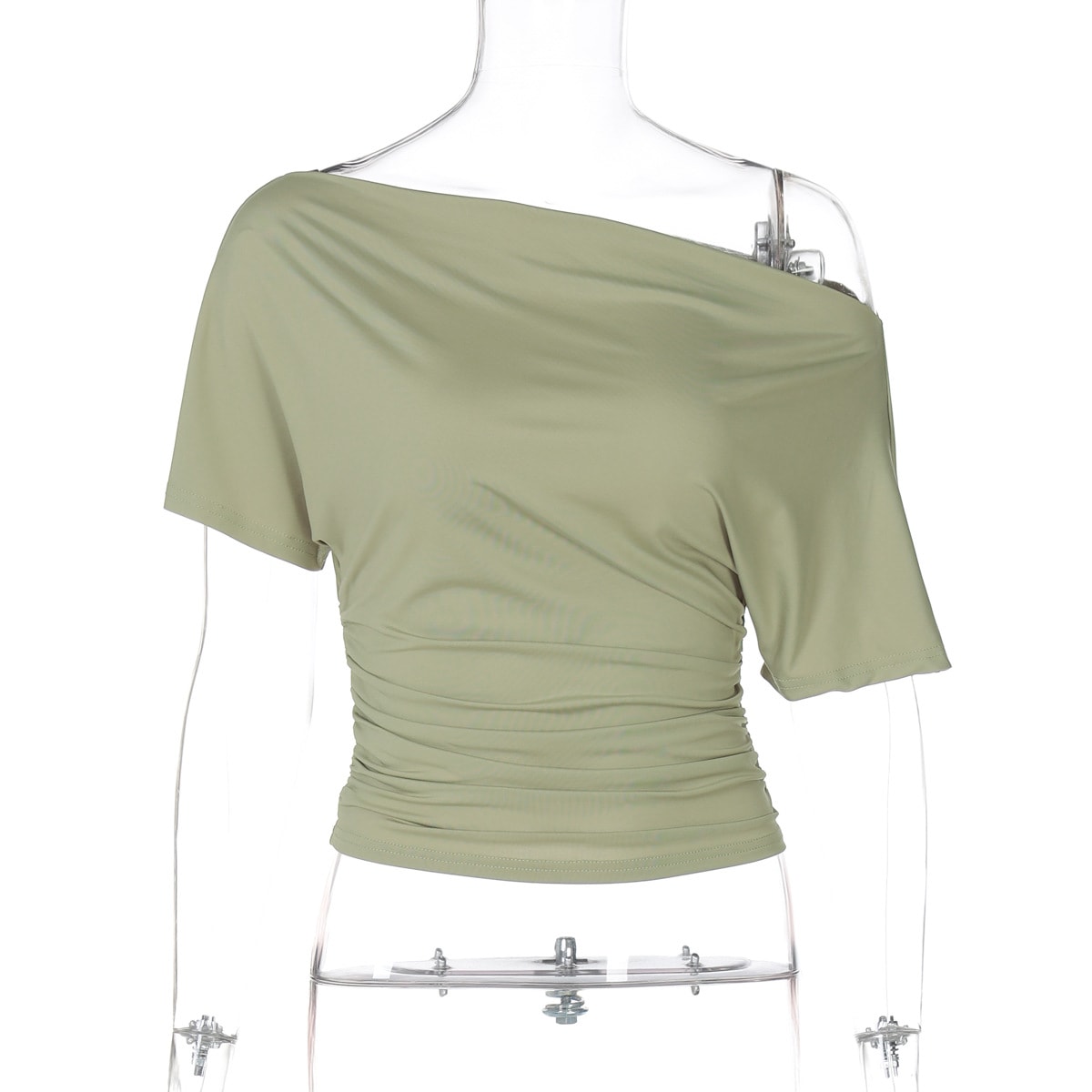 Women's Summer Off-the-shoulder Short Sleeve Pleated Waist Slimming T-shirt view 6