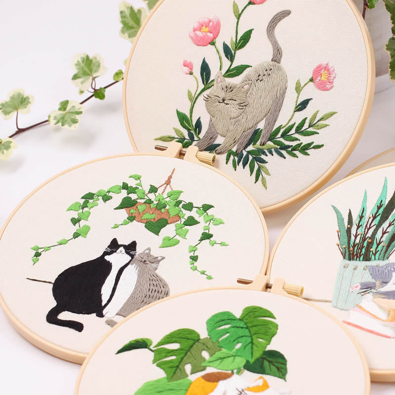 Cat Embroidery Pattern Diy Material Package Kit view 13