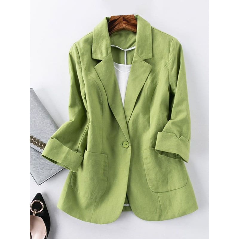 Omen's Springsummer Thin Fashion Slim Fit Sub-suit Cropped Sleeve Short Top view 3
