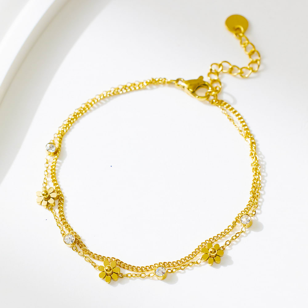 Stainless Steel Bracelet 18K Gold Diamond view 6