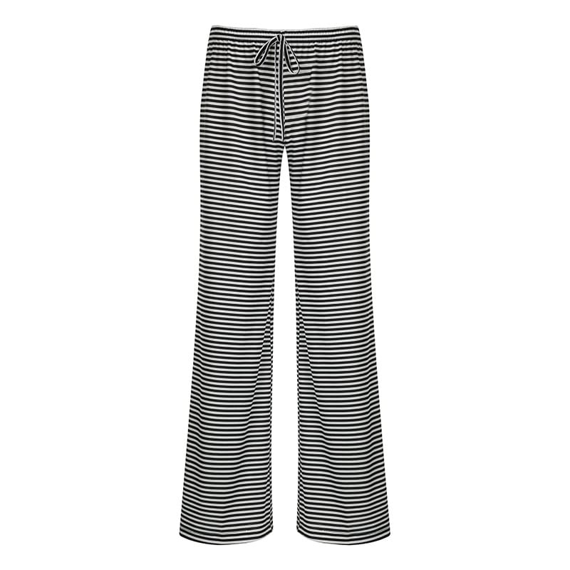 Women's Striped Print Trousers Y2K Fashion Casual Lace Up Home Straight  Wide-leg Pants view 6