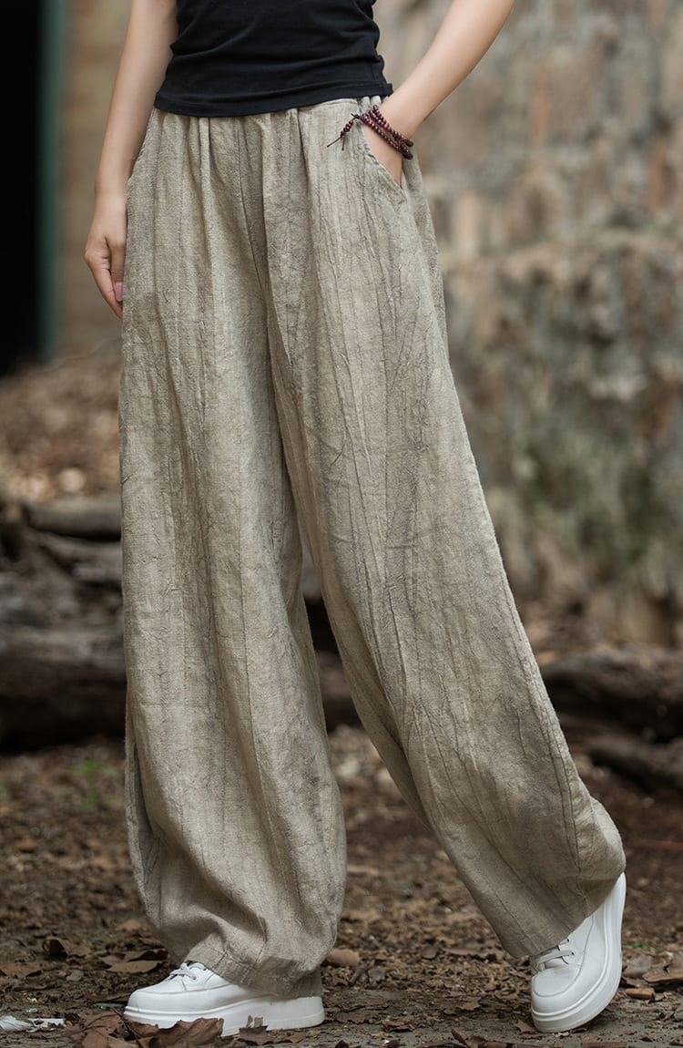 Tie-dyed Old Padded Fleece Trousers Winter Cotton And Linen Women's New view 24