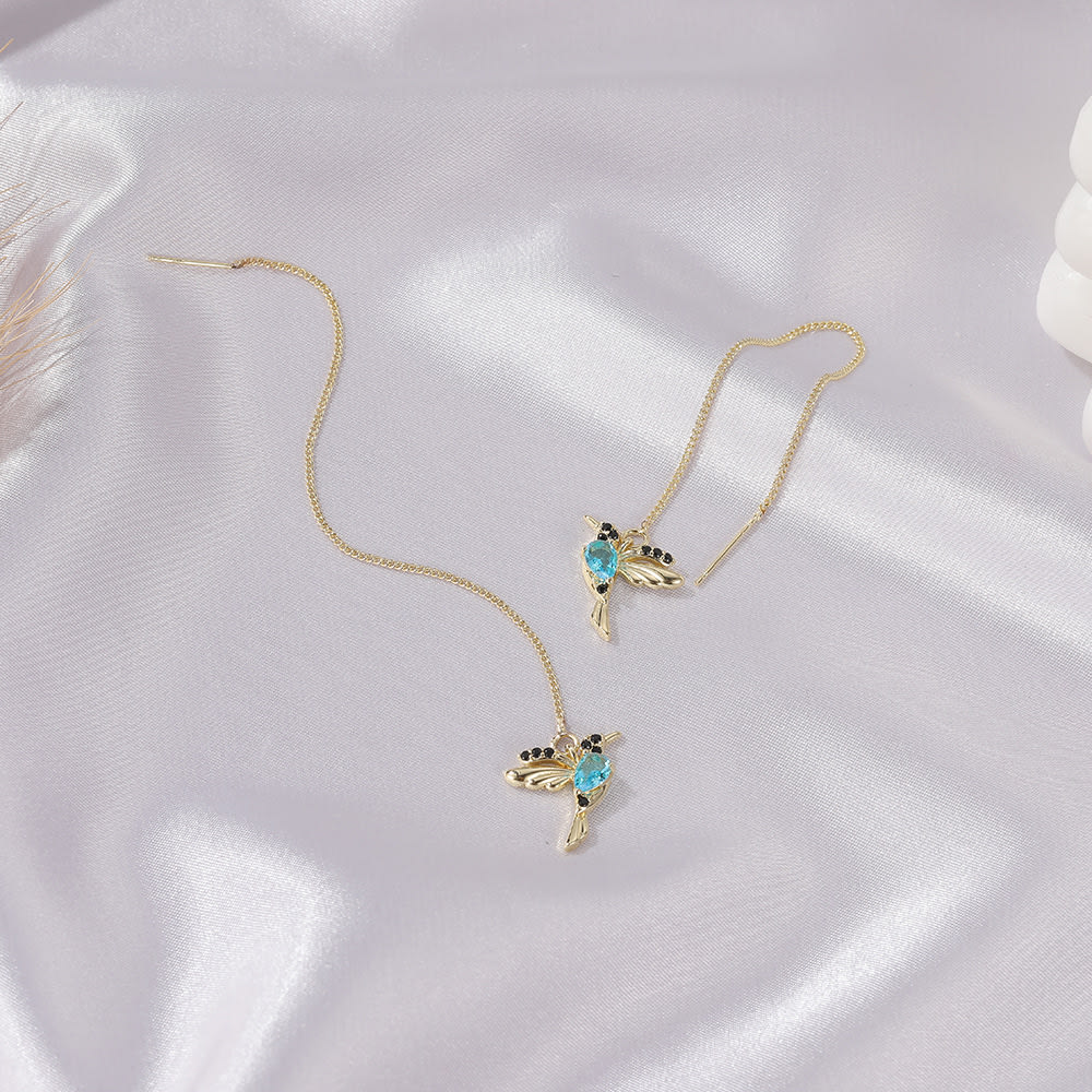 Fashion Jewelry New Unique Little Bird Drop Long Hanging Hummingbird Earrings For Women Elegant Girl Tassel Crystal Pendant Earring Jewelry view 2
