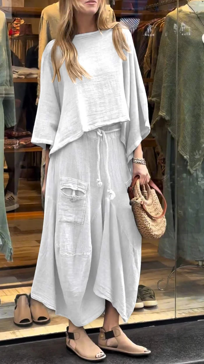 Loose-fitting Skirt Suit Fashion Solid Color Pullover Long-sleeved Top And Long Skirt Two-piece Set view 10