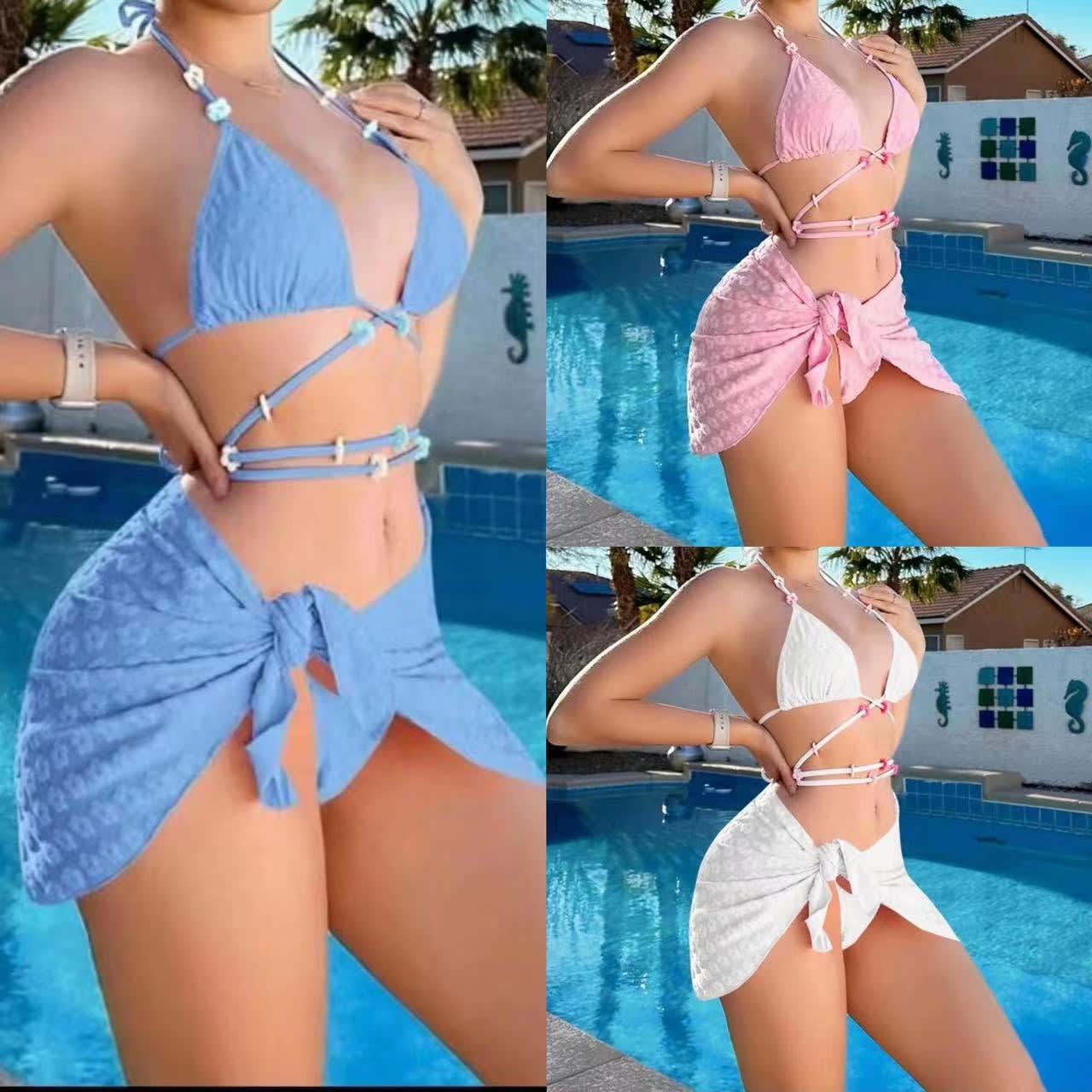 Fashion Ladies Three-piece Set Strap Split Swimsuit view 2