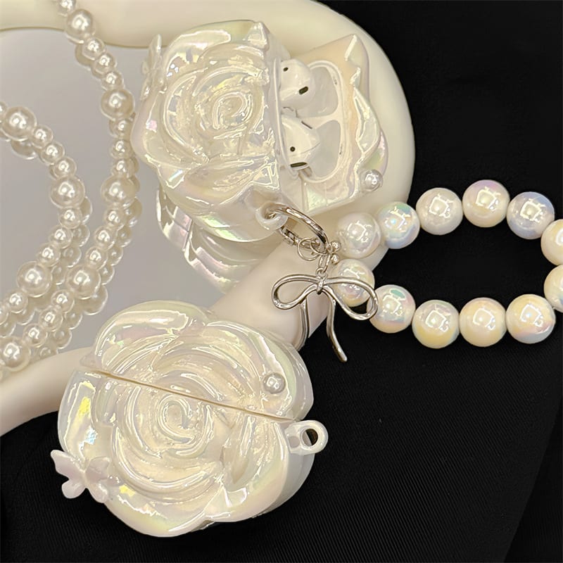 Pearl White Camellia Earphone Case view 5