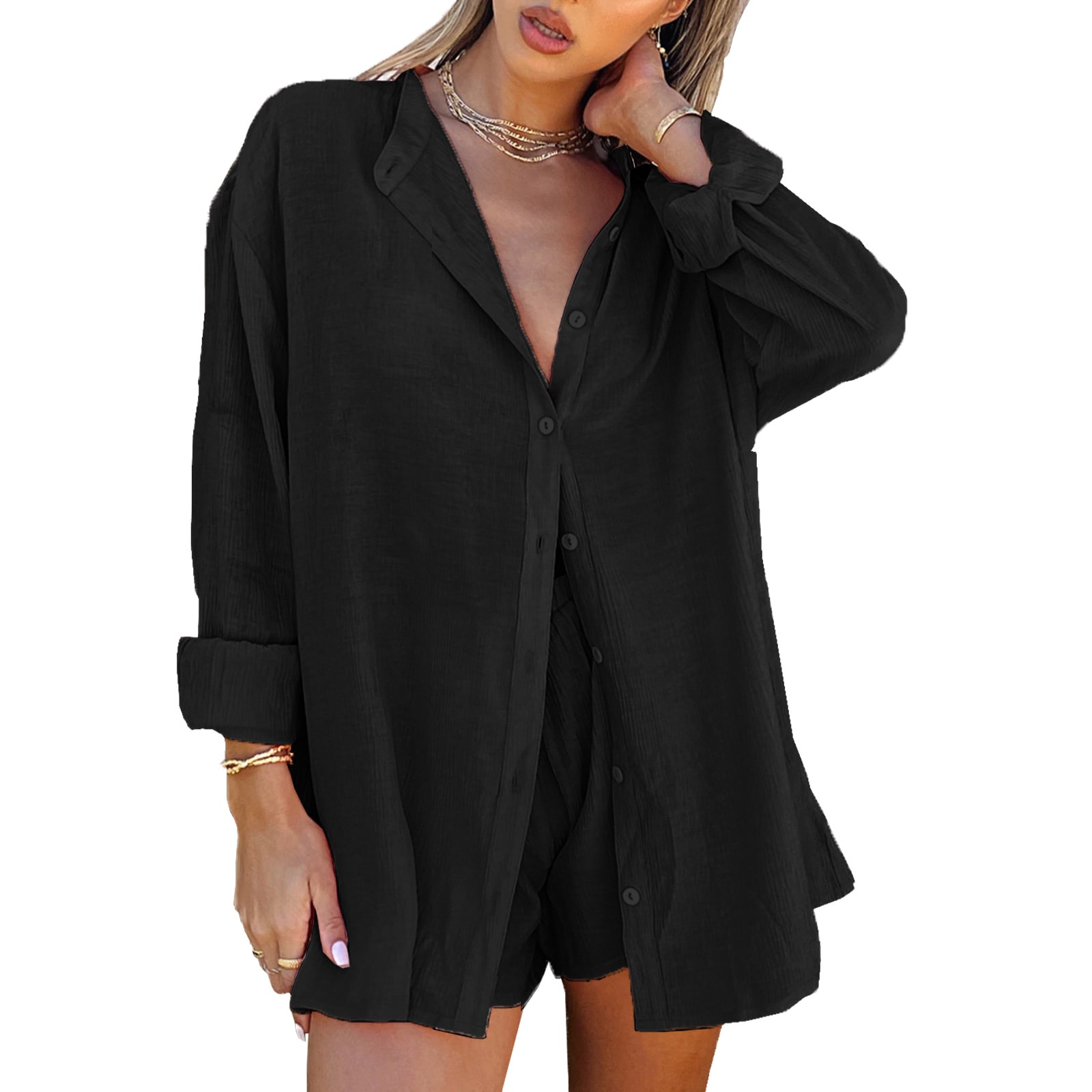 Foreign Trade Casual Shirt Shorts Two-piece Set view 4