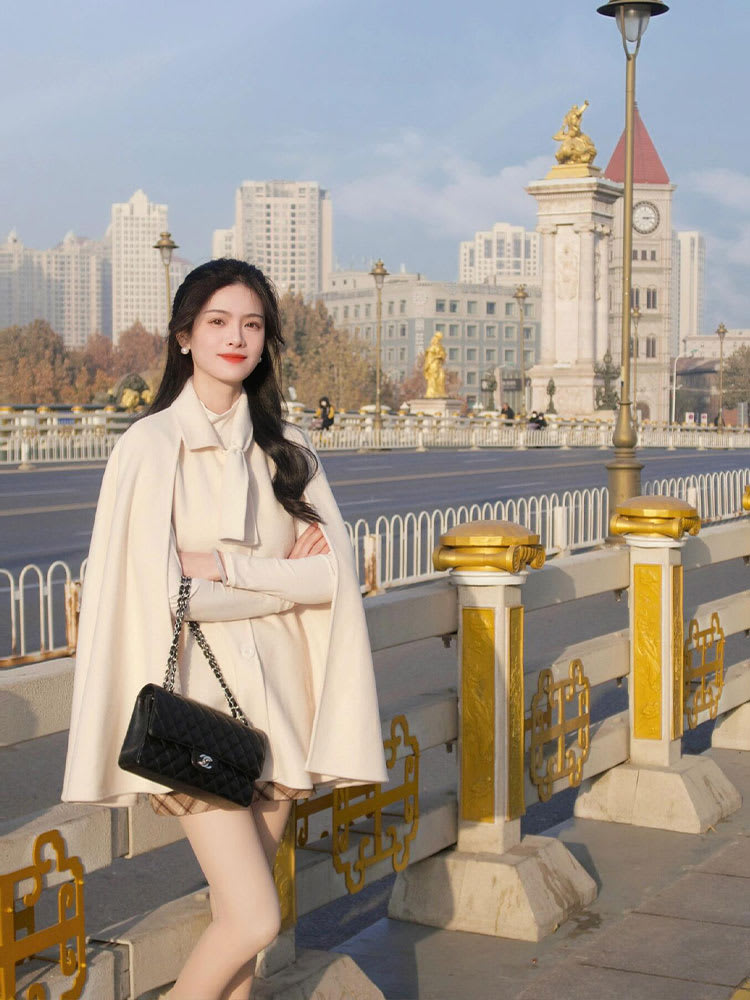 Classic Style Shawl Cape Woolen Coat Women's Autumn And Winter Examination view 3