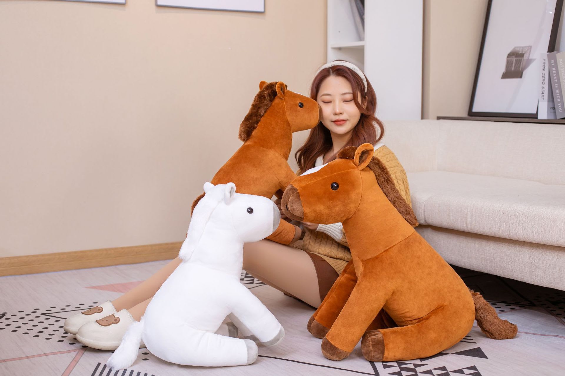 Sitting Horse Hair Plush Toy Creative Doll Pillow view 18